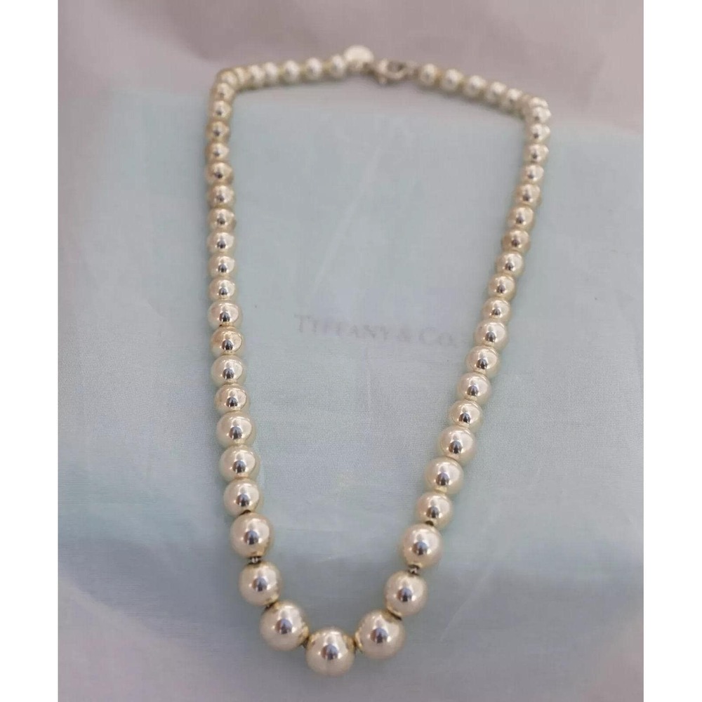 Tiffany & Co. Hardwear Sterling‎ Silver 925 Graduated 16" Beaded Ball Necklace